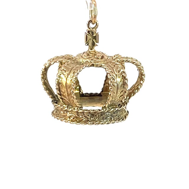 Antique 9k Yellow Gold Crown Charm/Pendant For Sale - Image 4 of 4