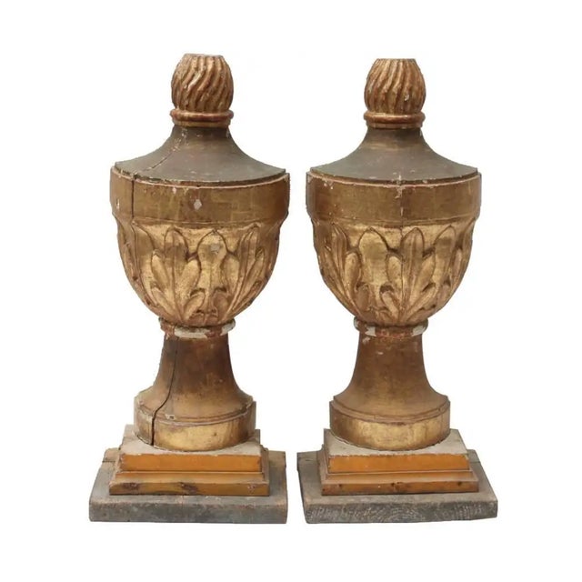 Gold 19th Century Gilt Finials - a Pair For Sale - Image 8 of 8