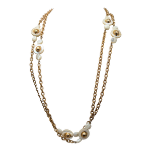 Vintage Napier Goldtone Mother-of-Pearl Disc Sautoir Necklace