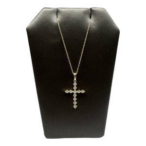 Natural Diamond Cross Necklace in 10kt Yellow Gold – 0.45ctw, 18in, New