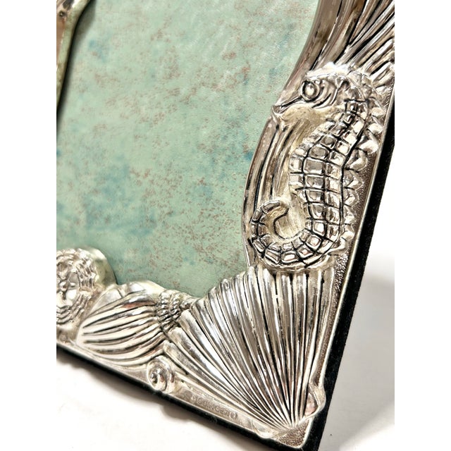 1990s Vintage Godinger Silverplate Seahorse & Seashell Picture Frame For Sale - Image 5 of 10