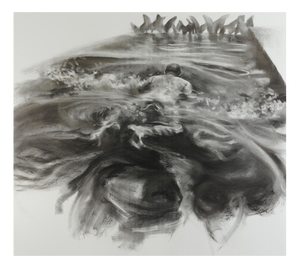 Patsy McArthur, Waterway, Charcoal Drawing, 2023