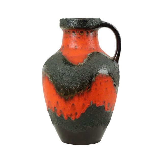 Large Orange Fat Lava Vase from Carstens Tönnieshof, West Germany, 1960s For Sale - Image 11 of 11