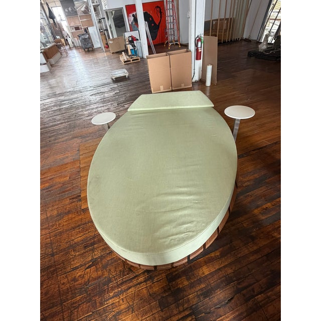 Custom Palms Hotel Las Vegas Daybed – Sculptural Oval Form With Integrated Side Tables & Caster Base For Sale - Image 11 of 16