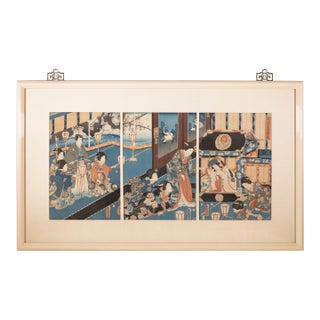 Utagawa Kunisada (Toyokuni Iii) - Fashionable Eastern Genji, 1854 Triptych For Sale