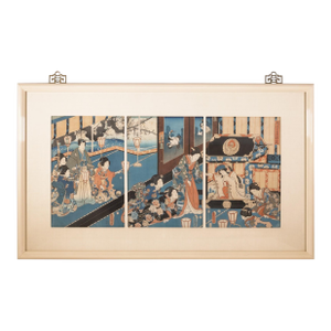 Utagawa Kunisada (Toyokuni Iii) - Fashionable Eastern Genji, 1854 Triptych