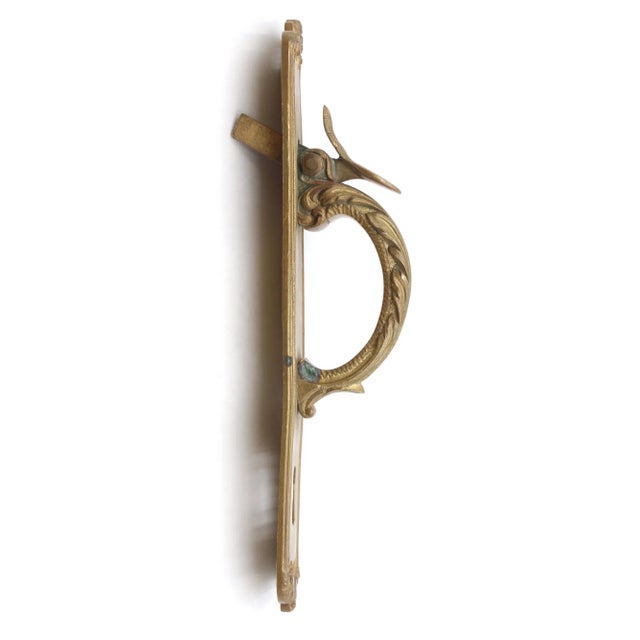 Vintage 10.125 In. French Brass Door Pull For Sale - Image 4 of 8