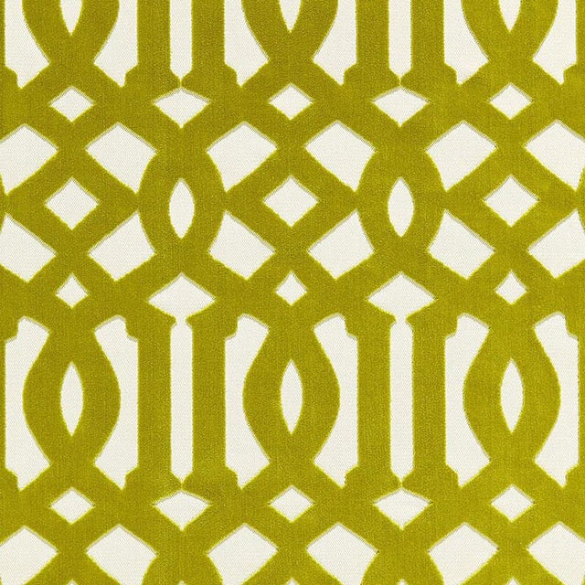 Hollywood Regency Sample - Schumacher Imperial Trellis Velvet Fabric in Chartreuse For Sale - Image 3 of 3