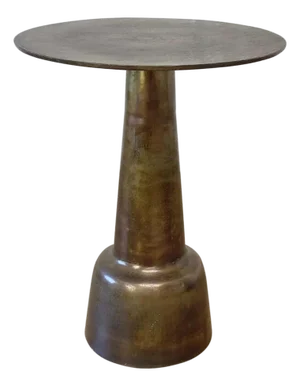 Distressed Metal Side Table With Antique Finish