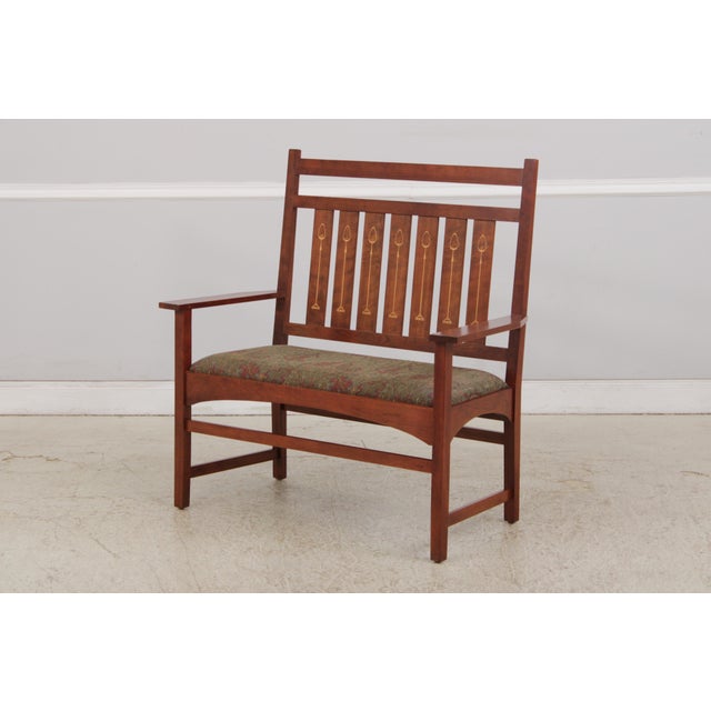 Mission Stickley Harvey Ellis Cherry Mission Style Settee For Sale - Image 3 of 18