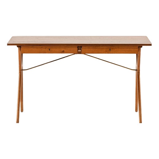 Desk in Brass and Teak, 1950s For Sale