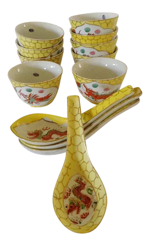 Japanese Tea Cups & Spoons - Set of 13