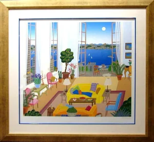Thomas McKnight "Riverside Drive" With Custom Frame Hand Signed