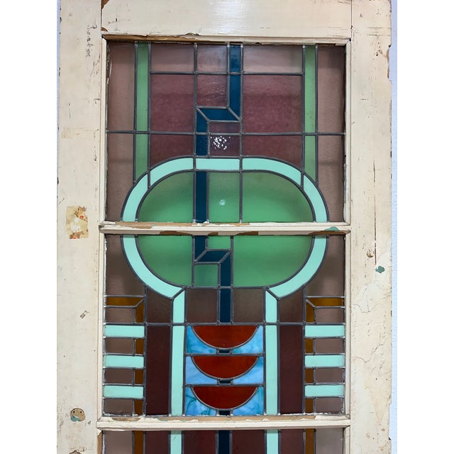 Art Deco Antique Art Deco Stained Glass Door For Sale - Image 3 of 12