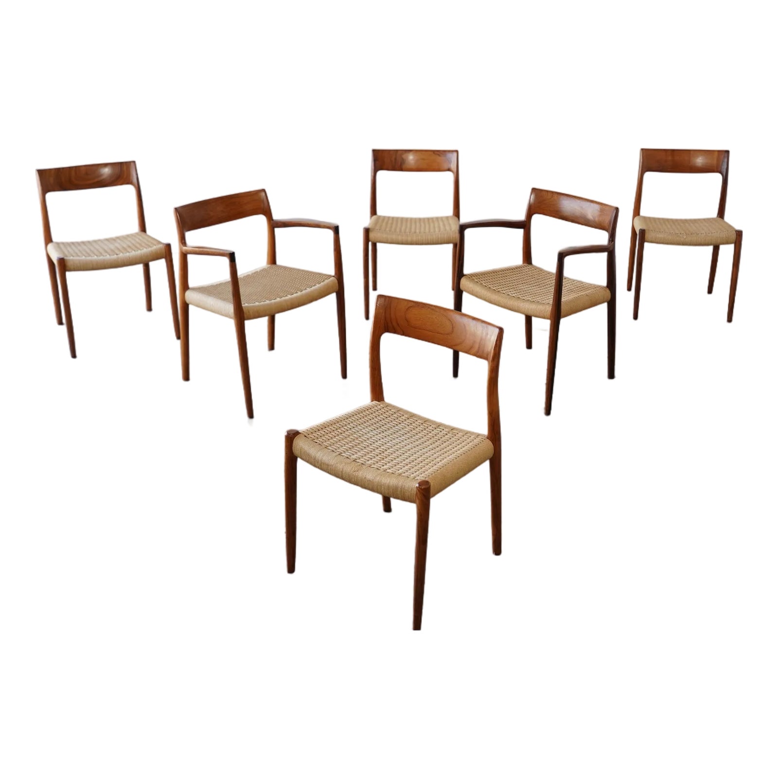1960s Set of 6 Danish Modern Niels Otto Møller Rosewood Papercord ...
