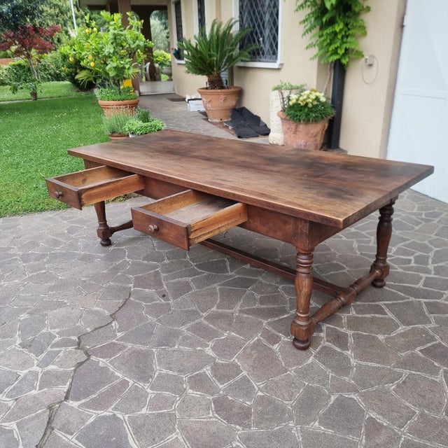 Large Antique Tuscan Walnut Refectory Table, 1770 For Sale - Image 9 of 15