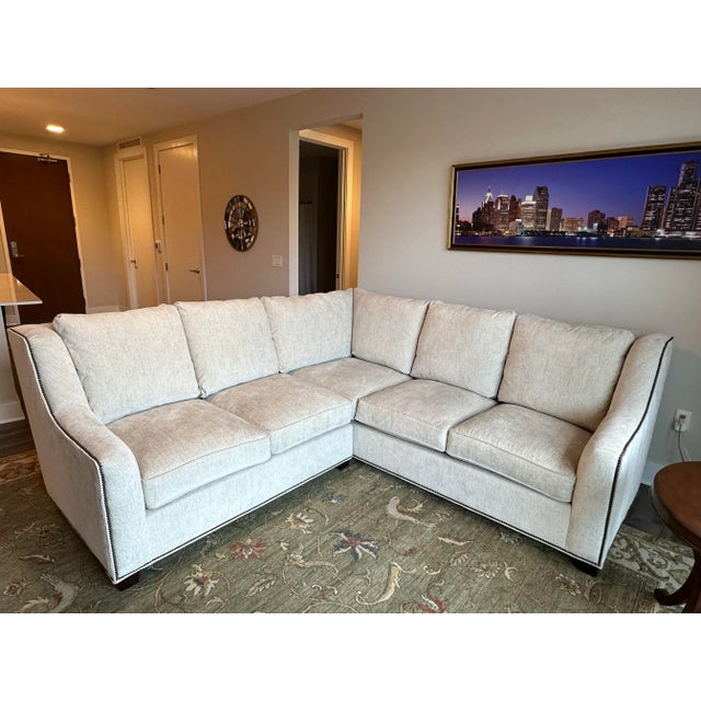 2020s King Hickory Two-Piece Drake Corner Sectional "Crave Irish Cream" Color With Six Matching Decorative Pillows, 2021 For Sale - Image 5 of 10