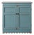 Antique English Pine Blue Painted Cabinet With Interior Shelves + Scalloped Apron For Sale