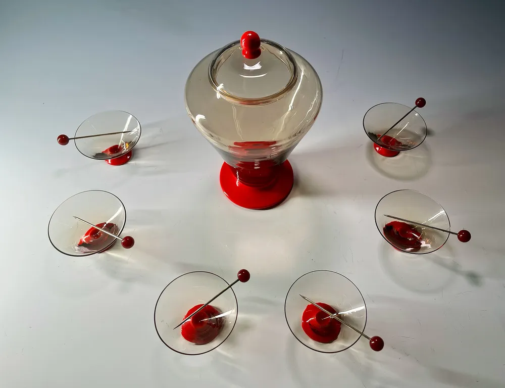 Italian Liquor Set in Murano Glass by Napoleone Martinuzzi for