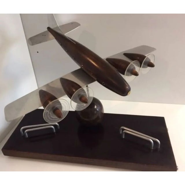 Art Deco Rosewood Wooden Desk Airplane Model, 1940s For Sale - Image 3 of 12