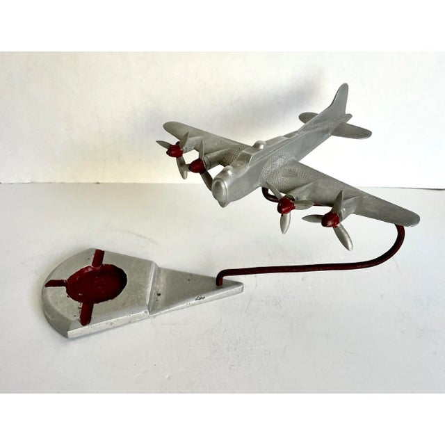 Art Deco Pewter Airplane Ashtray For Sale - Image 9 of 9