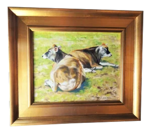 "Girl Talk", Framed Small Oil Painting on Artist Board, Sandra Eames, Vermont Artist, 2017