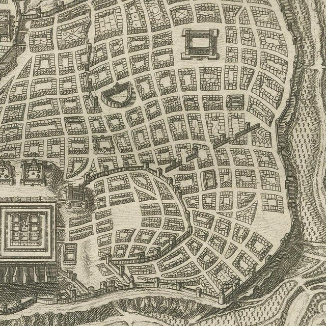 Pieter Mortier, Plan of Jerusalem and Bird's Eye View of Solomon's Temple, 1700, Engraving For Sale - Image 4 of 12