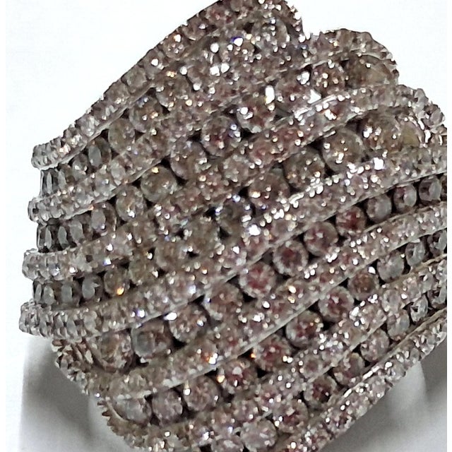 2020s 10k White Gold Round Diamond Cluster Designer Ladies Ring 2-3/4 CTTW, Size 6.75 For Sale - Image 5 of 5