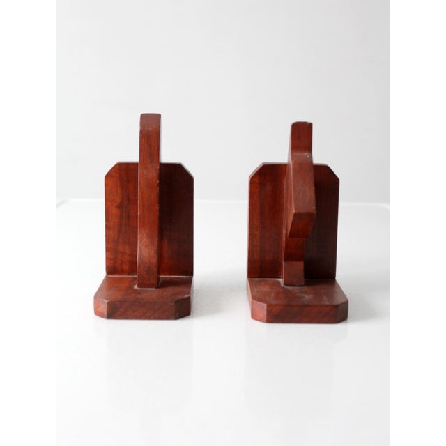 Vintage Carved Wood Dog Bookends Pair For Sale - Image 6 of 14