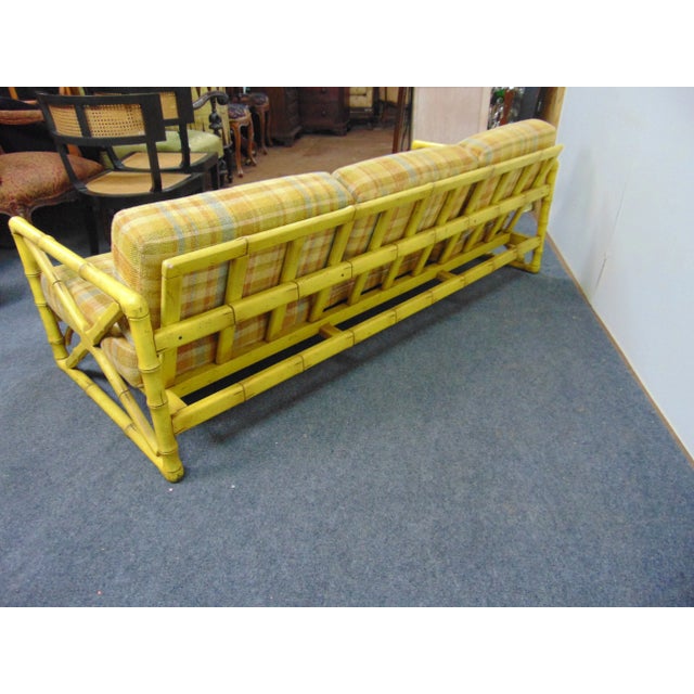 Mid Century Modern Yellow Faux Bamboo Sofa For Sale In Philadelphia - Image 6 of 8