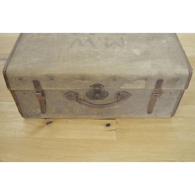 Antique Beige and Tan Linen Case For Sale - Image 5 of 13