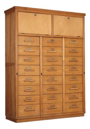 Vintage Wooden Filing Cabinet, 1950s