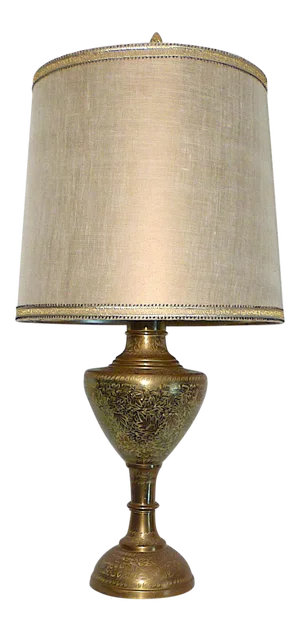 Mid 20th Century Leonard R. Foss Studios Floral Etched Brass Urn Table Lamp