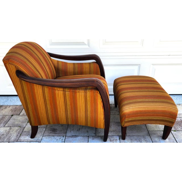 Vintage MCM Club Lounge Armchair & Ottoman Art Deco a Pair For Sale - Image 12 of 14