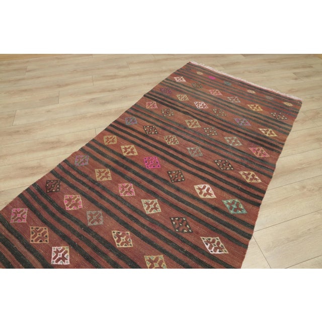 1950s Turkish Red Striped Kilim Rug For Sale In Sacramento - Image 6 of 13