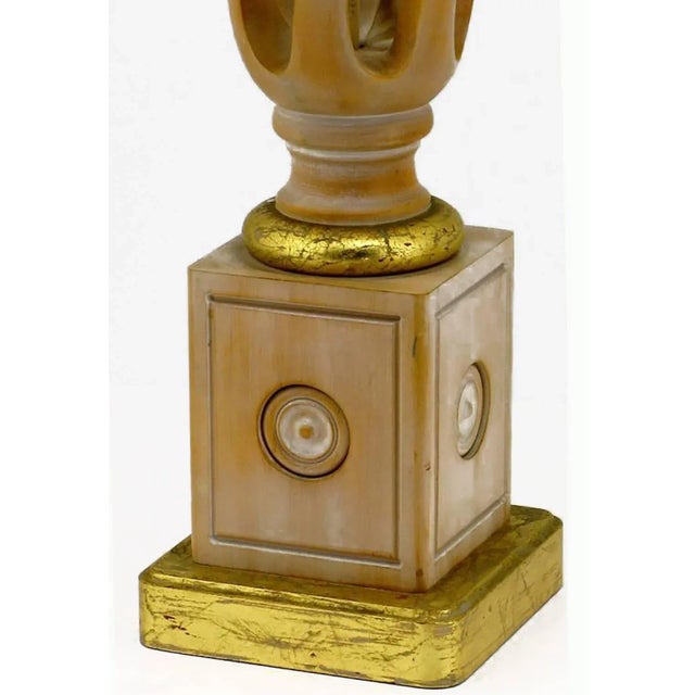 1950s Frederick Cooper Carved and Limed Barley Twist Table Lamps - a Pair For Sale - Image 5 of 8