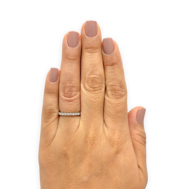 Metal Tiffany & Co. Forever Platinum 9-Stone Half Circle Round Diamond Band Ring, Size 6 For Sale - Image 7 of 8