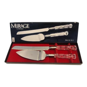 Vintage Lucite Stainless Cake Server and Knife Set- 2 Pieces