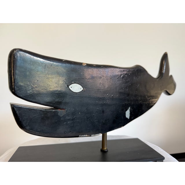 Black Antique Wooden Whale Weathervane, New England Folk Art, Ca. 1850–1900 For Sale - Image 8 of 9