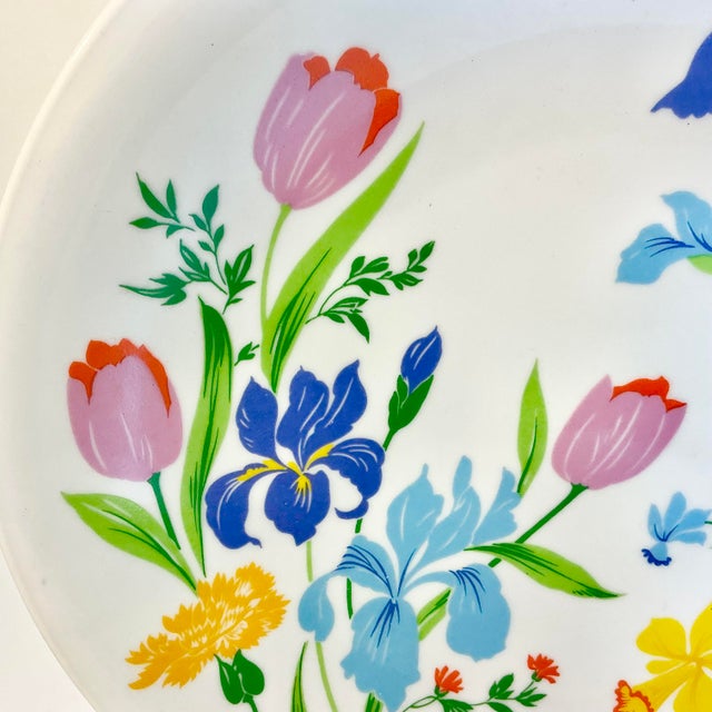 Cornflower Blue 1970s Vintage Heinrich & Co German Boho Chic Hollywood Regency Flora Platter For Sale - Image 8 of 15