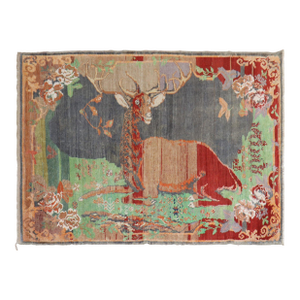 Early 20th Century Jolly Deer Pictorial Karabagh Conversation Rug
