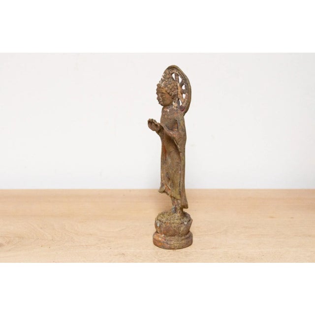 Antique Patinated Metal Buddha Figure For Sale - Image 4 of 7
