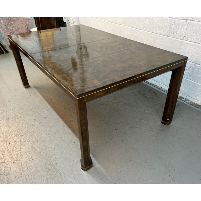 Mid 20th Century William Doezema for Mastercraft Mid-Century Burl Wood Extension Dining Table Set For Sale - Image 5 of 18
