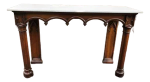 Early 20th Century Gothic Revival Style Marble Top Console Entry Table