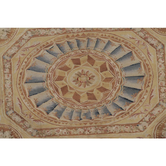 Rug & Kilim's Aubusson Style Rug in Gold & Beige With Floral Medallion For Sale In New York - Image 6 of 8