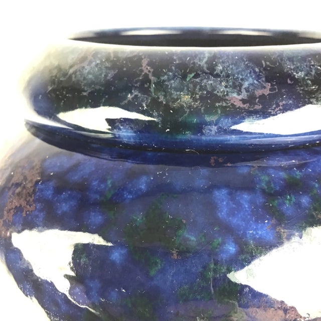 Navy Blue Artisan Clay Pottery Two Part Planter For Sale - Image 8 of 10