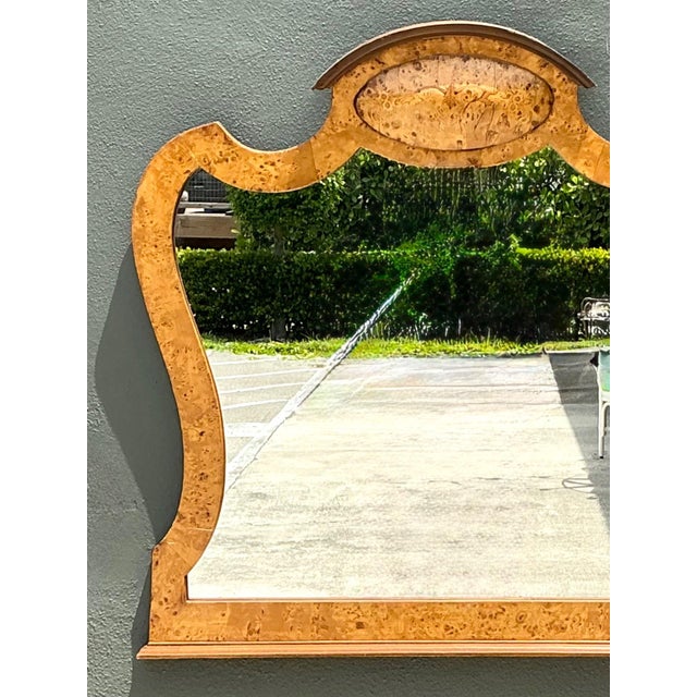 Vintage Burl Wood Marquetry Wall Mirror For Sale - Image 13 of 18