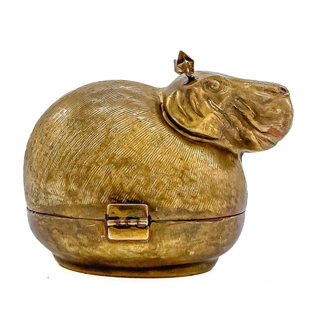 Mid 20th Century Mid 20th Century Brass Figural Hippopotamus Box by Woco For Sale - Image 5 of 12