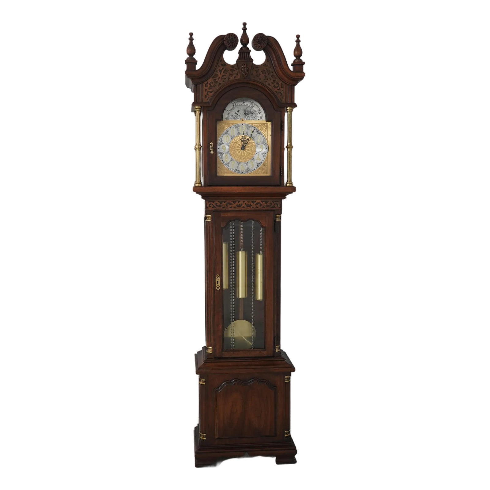 Ridgeway Cherry Tall Case Grandfather Clock | Chairish