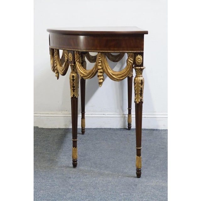Maitland Smith Inlaid Mahogany Traditional French Directoire Consulate Style 48" Demilune Console Table For Sale In Kansas City - Image 6 of 9